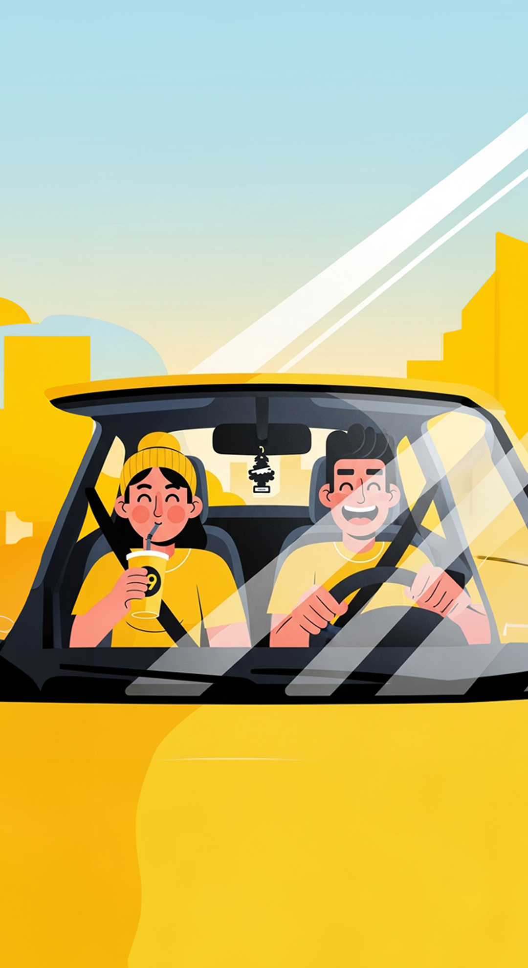 Motoristas em veículo